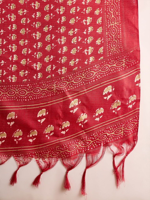 InWeave Floral Printed Tasselled Dupatta - Image 6