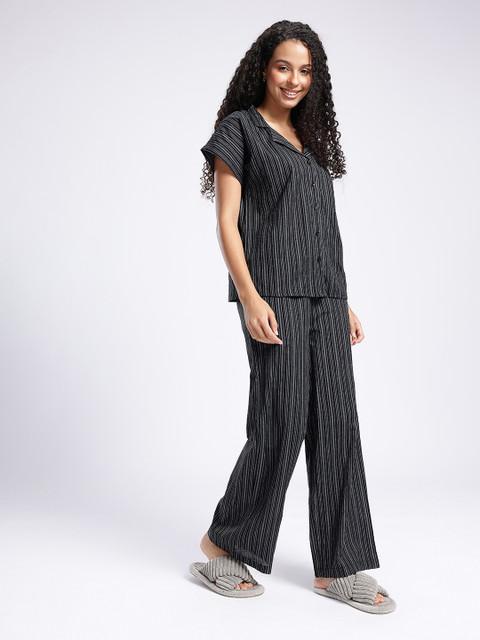 glitchez Striped Shirt With Pyjamas