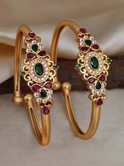 Anouk Women Set Of 2 Gold-Plated Adjustable Bangles