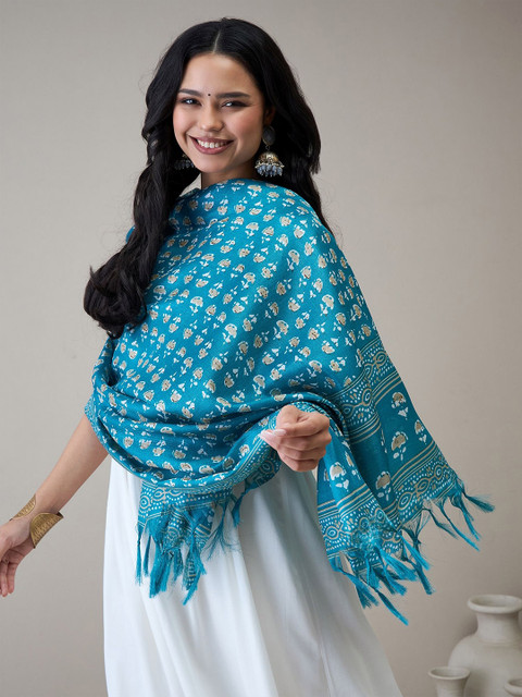 InWeave Floral Printed Tasselled Dupatta - Image 2