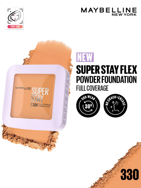 Maybelline New York Super Stay Flex 30H Wear Powder Foundation Compact for Oily Skin - 330
