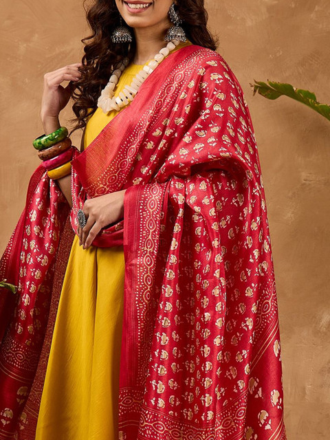InWeave Floral Printed Tasselled Dupatta - Image 2