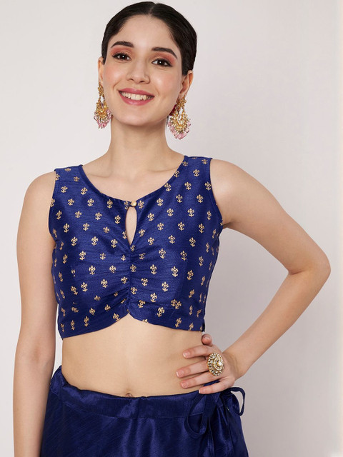 studio rasa Women Printed Keyhole Neck Crop Top
