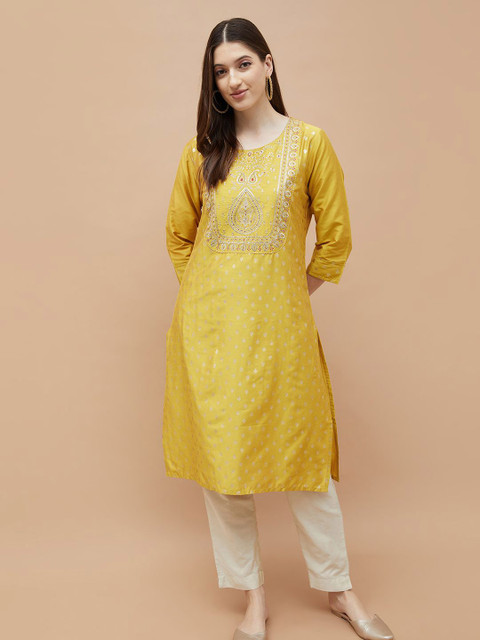Melange by Lifestyle Embroidered Sequins Round Neck Straight Kurta