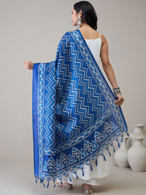 InWeave Ethnic Motifs Printed Tasselled Dupatta - Image 4