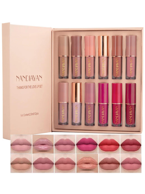 nandiayan Set of 12 Liquid Lipstick With Matte finish - 2.5ml Each