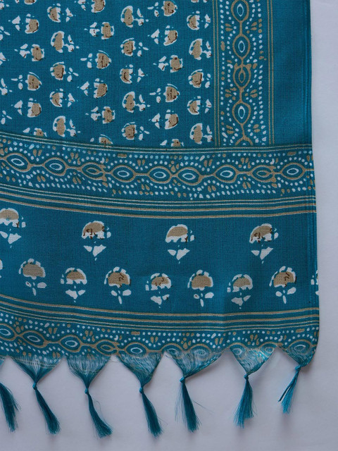InWeave Floral Printed Tasselled Dupatta - Image 6
