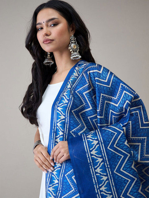 InWeave Ethnic Motifs Printed Tasselled Dupatta - Image 2