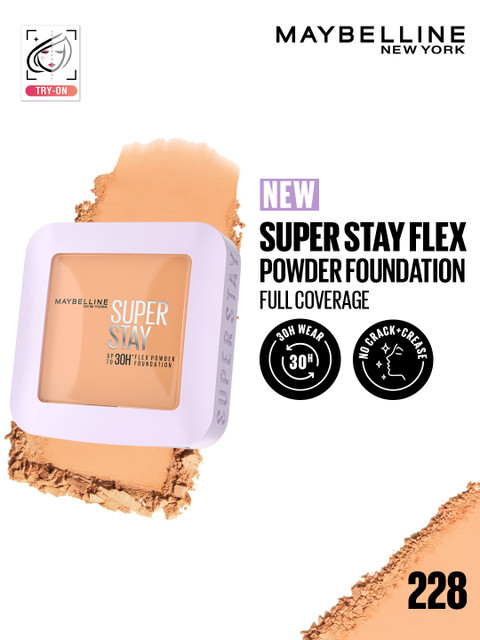 Maybelline New York Super Stay Flex 30H Wear Powder Foundation Compact for Oily Skin - 228