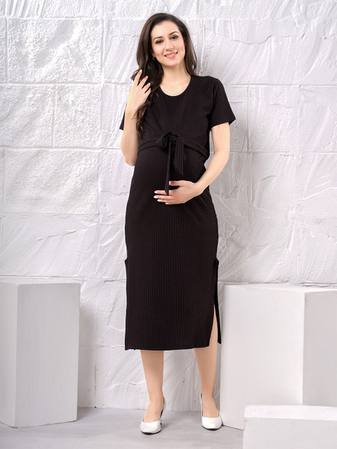 EASY MOM Cotton Maternity Sheath Midi Dress