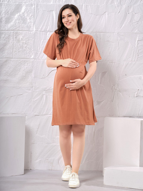 EASY MOM Women Cotton Maternity T-shirt Dress
