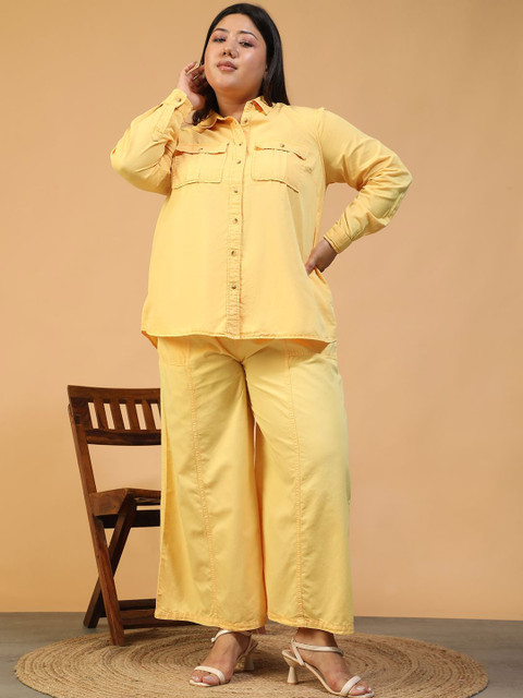 Oxolloxo Plus Size Long Sleeves Pure Cotton Shirt & Trouser