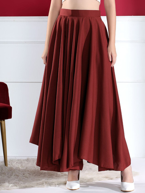 Kahara Women Solid Casual Flared Maxi Skirt