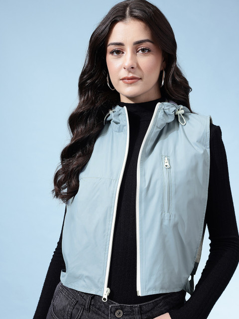 glitchez Hooded Crop Gilet Jacket