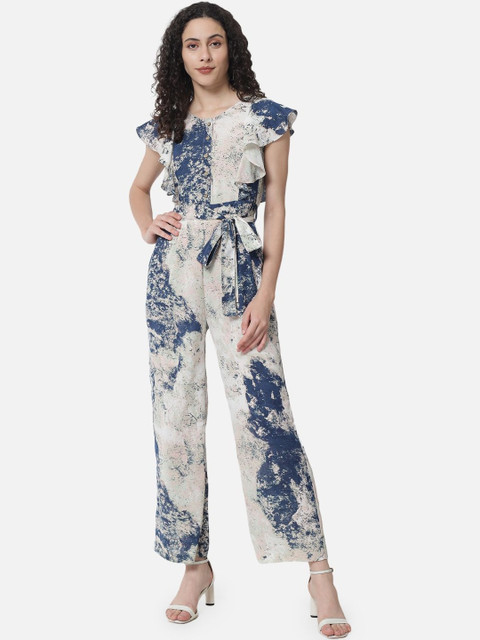 SZN Women Multicolor Printed Polyester Basic Jumpsuit With Ruffles