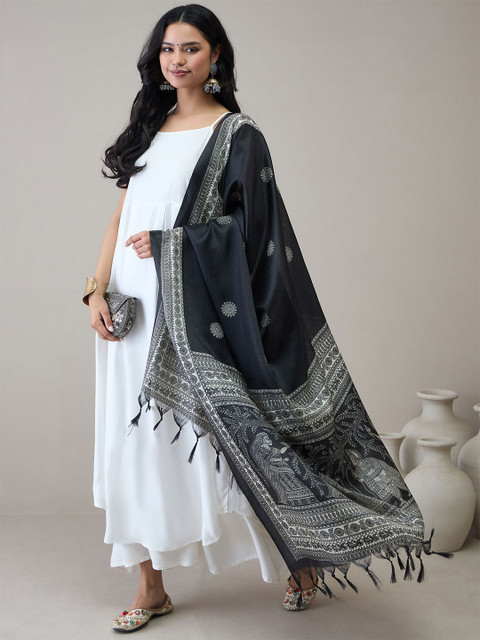 InWeave Floral Printed Tasselled Dupatta