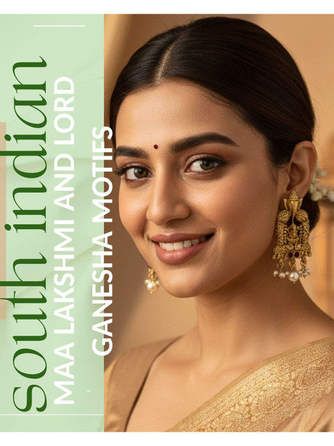 Anouk Women Brass Classic Artificial Stones Studs Earrings - Image 6