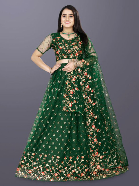 A TO Z CART Embroidered Semi-Stitched Lehenga With Unstitched Blouse & Dupatta