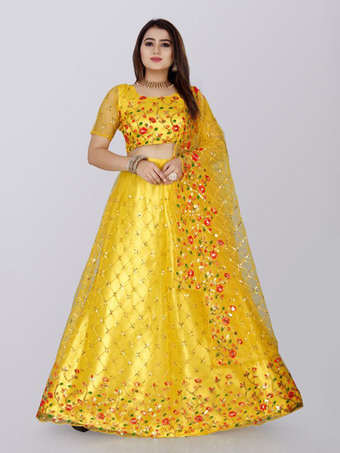 APNISHA Embroidered Unstitched Lehenga & Blouse With Dupatta