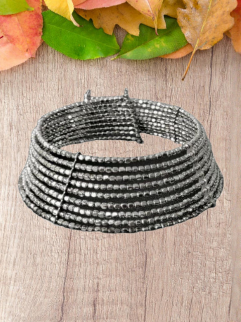 JOHARKAMAL Silver-Plated Artificial Beaded Choker Statement Necklace