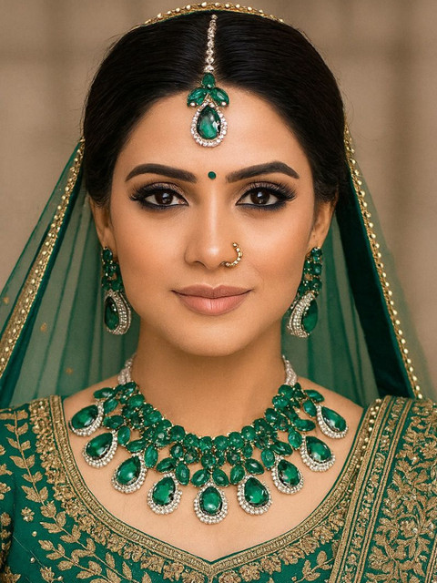 Nui Silver-Plated Cubic Zirconia-Studded Jewellery Set