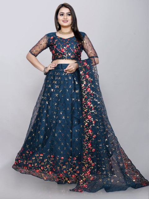 APNISHA Embroidered Sequinned Unstitched Lehenga & Blouse With Dupatta
