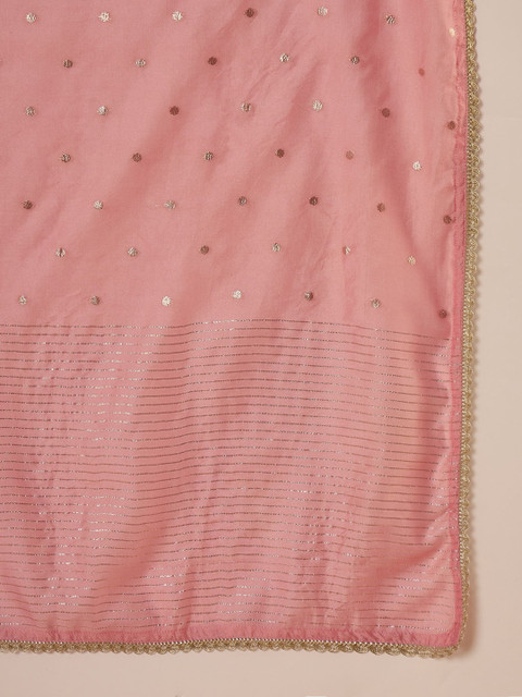 Sangria Women Ethnic Motifs Embroidered Regular Sequinned Kurta with Trousers & Dupatta - Image 5