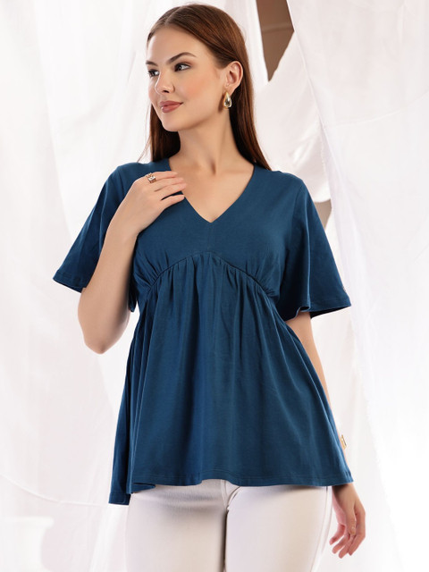 House Of Zelena V-Neck Cotton Maternity Empire Top