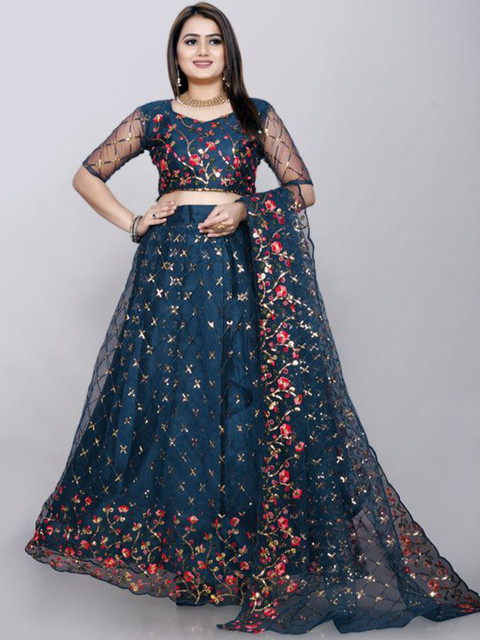 A TO Z CART Embroidered Unstitched Lehenga With Blouse & Dupatta