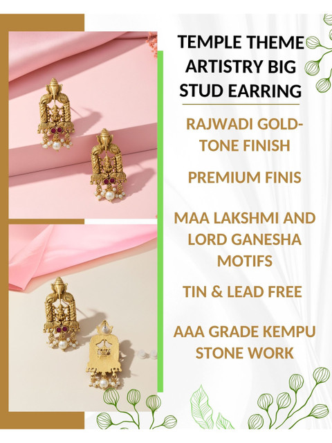 Anouk Women Brass Classic Artificial Stones Studs Earrings - Image 5