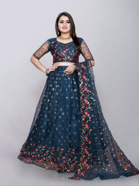 JULEE Embroidered Semi-Stitched Lehenga & Unstitched Blouse With Dupatta