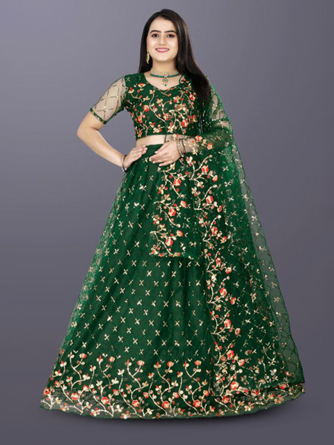 APNISHA Embroidered Sequinned Unstitched Lehenga & Blouse With Dupatta