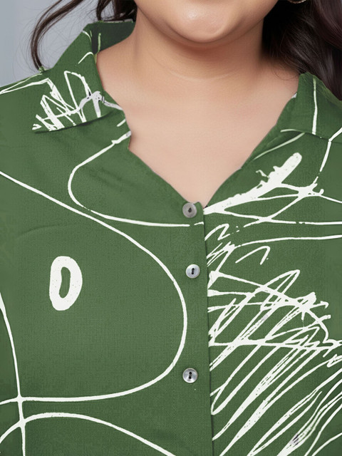 Indietoga Plus Size Scribble Printed Shirt Collar Shirt With Trouser - Image 2