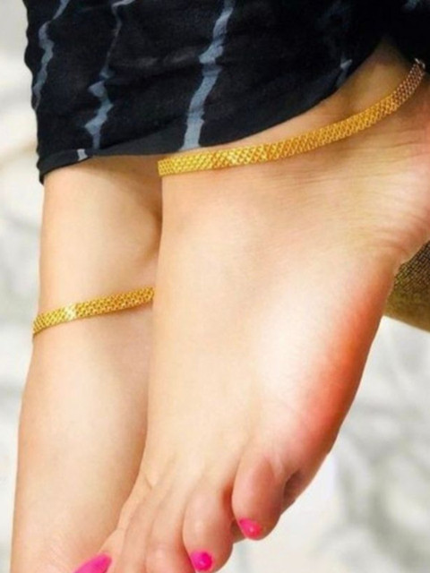 Kunjus Set Of 2 Gold-Plated Anklets