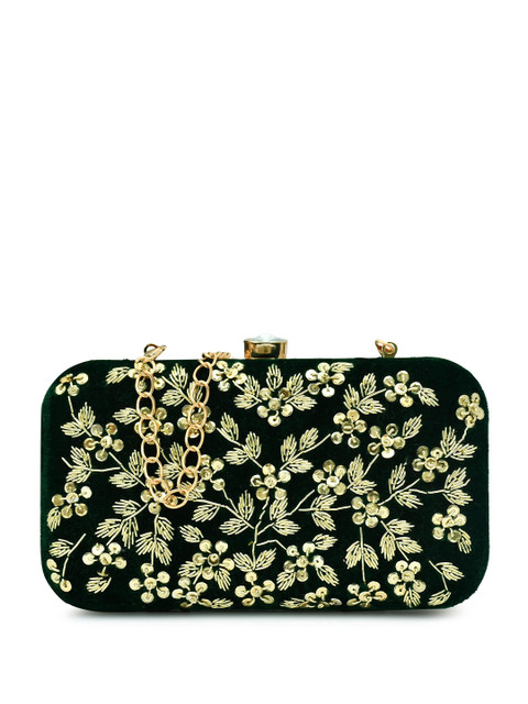 FOR THE BEAUTIFUL YOU Embellished Shoulder Strap Velvet Box Clutch - Image 2