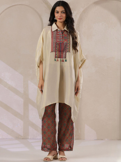 Sangria Printed Shirt Collar Tunic & Trousers Co-Ords