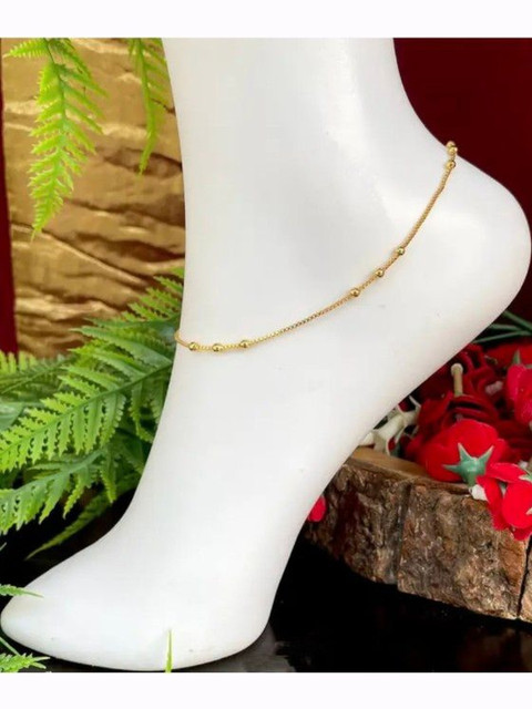 Kunjus Set Of 2 Gold-Plated Anklets