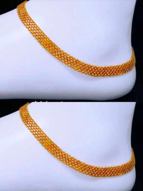 Kunjus Set Of 2 Gold-Plated Anklets
