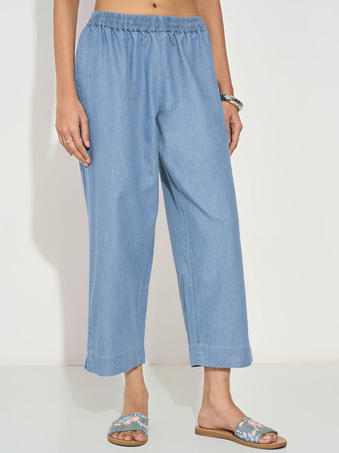 RANGMANCH BY PANTALOONS Women Mid-Rise Parallel Trousers