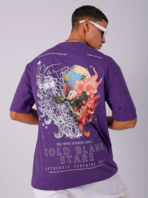 The Indian Garage Co Men Back Printed Boxy Oversized Pure Cotton T-shirt