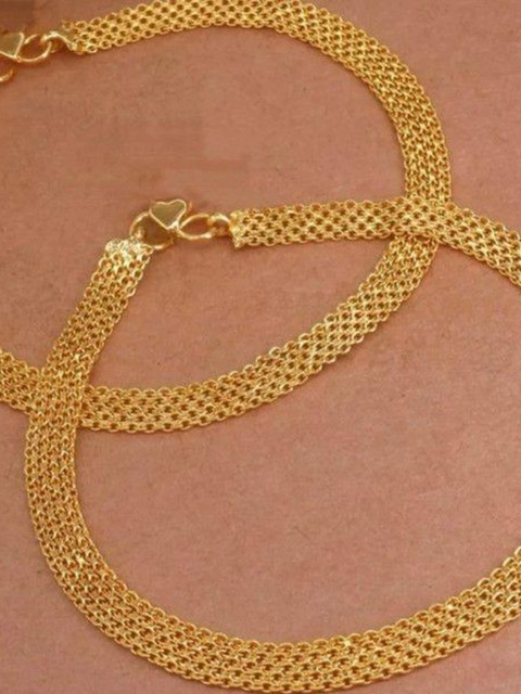 Kunjus Set Of 2 Gold-Plated Anklets