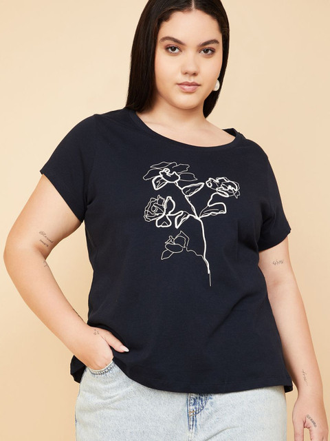 max Women Plus Size Floral Print T-shirt
