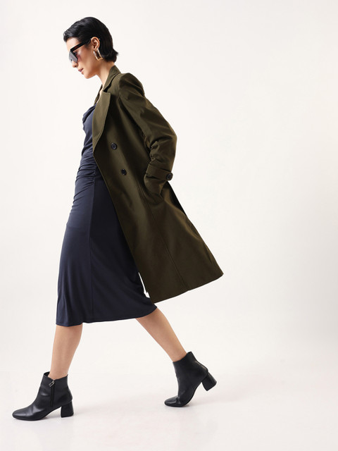 DL Woman Double Breasted Lapel Collar Trench Coat