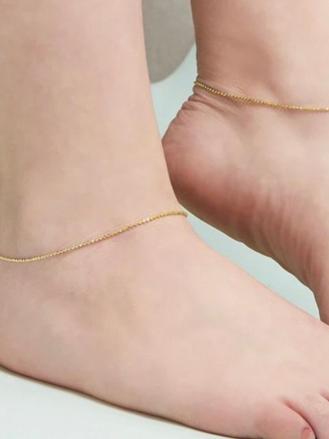 Kunjus Set Of 2 Gold-Plated Anklets
