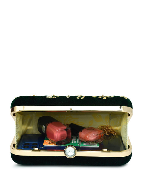 FOR THE BEAUTIFUL YOU Embellished Shoulder Strap Velvet Box Clutch - Image 4