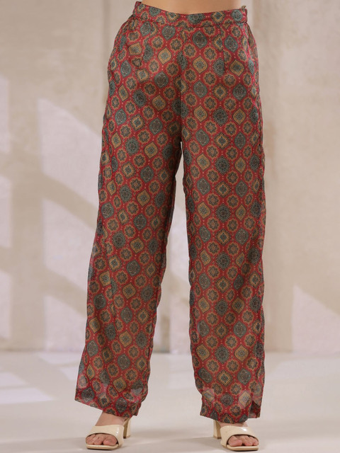 Sangria Printed Shirt Collar Tunic & Trousers Co-Ords - Image 4