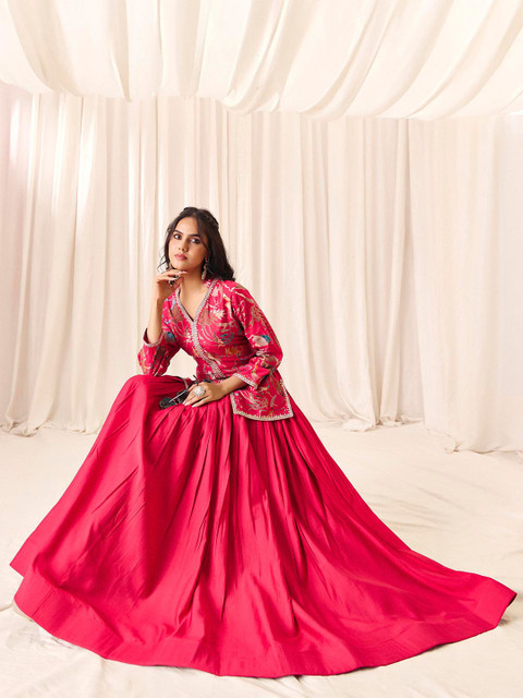 MADHURAM Embroidered Ready To Wear Gotta Patti Lehenga & Choli