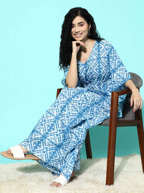 Libas Tie and Dye Printed Maxi Kaftan Nightdress