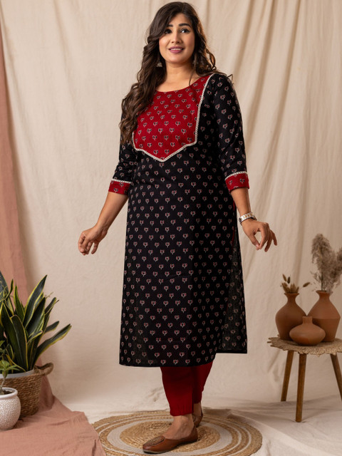 Glory Silk Women Floral Printed Cotton Block Print Kurta