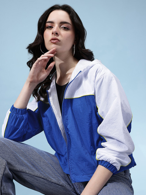 glitchez Colourblocked Crop Windcheater Jacket